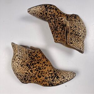 MATISSE NUGENT Leopard Calf Hair Leather Wedge Ankle Booties